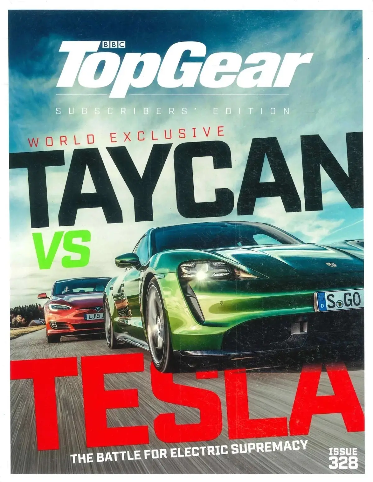 BBC Top Gear Magazine: Issue #328, Tesla Model S vs Porsche Taycan, Dec 2019