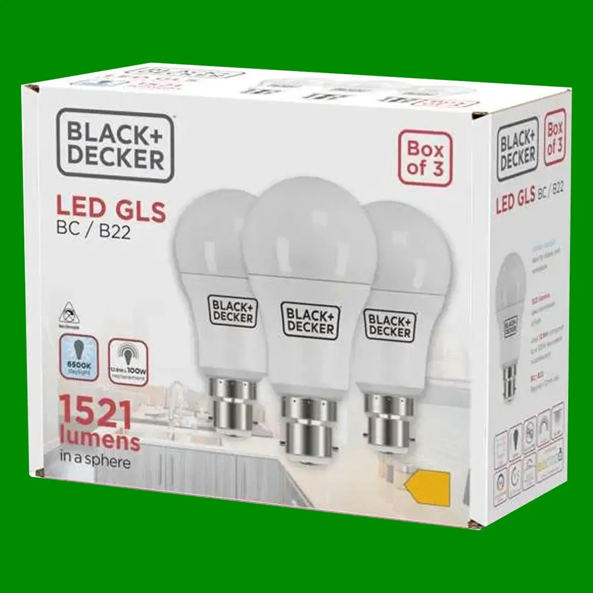 12x 12.6W (=100W) LED GLS A60 Daylight White 6500K Bayonet Cap BC B22 Light Bulb