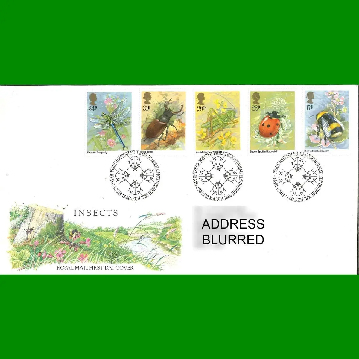 FDC Insects, Bumble Bee, Commemorative Royal Mail First Day Cover, 12.3.1985
