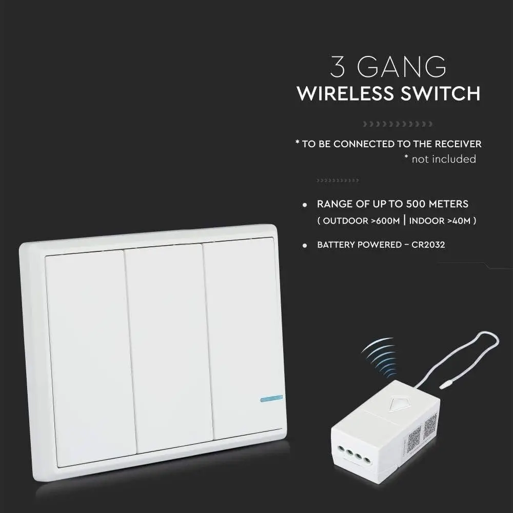 1x Wireless 3 Gang Smart Wall Switch, Triple Button Sensor, LED Light White IP54 - image 4 | Free standard UK delivery included | Discount Quality Products