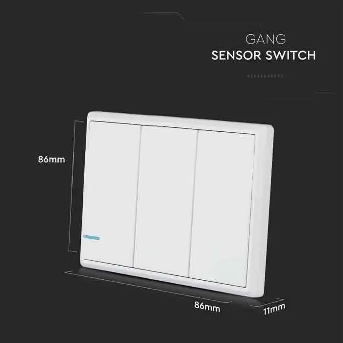 1x Wireless 3 Gang Smart Wall Switch, Triple Button Sensor, LED Light White IP54 - image 5 | Free standard UK delivery included | Discount Quality Products