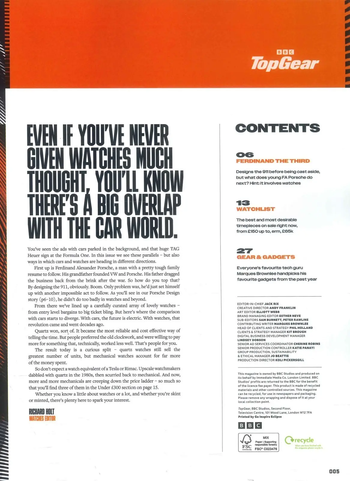 BBC Top Gear Magazine Supplement: Watches, Porsche Design, Wristwear, 2025 - image 3 | Free standard UK delivery included | Discount Quality Products