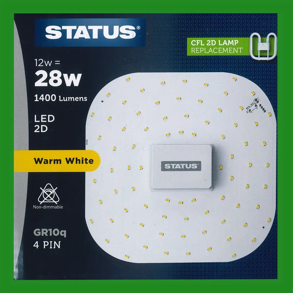 2x 12W =28W Replacement LED GR10Q 4 pin 2700K Warm White 2D Light Bulb Double D