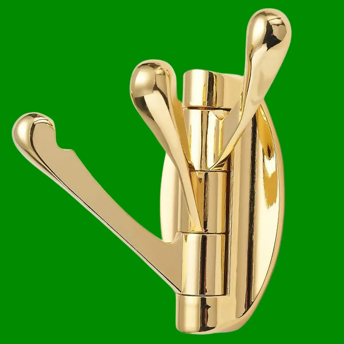 Brass Plated Wall/Door Mount Swivel Triple Robe Hook, Coat, Clothes Hanger Hooks