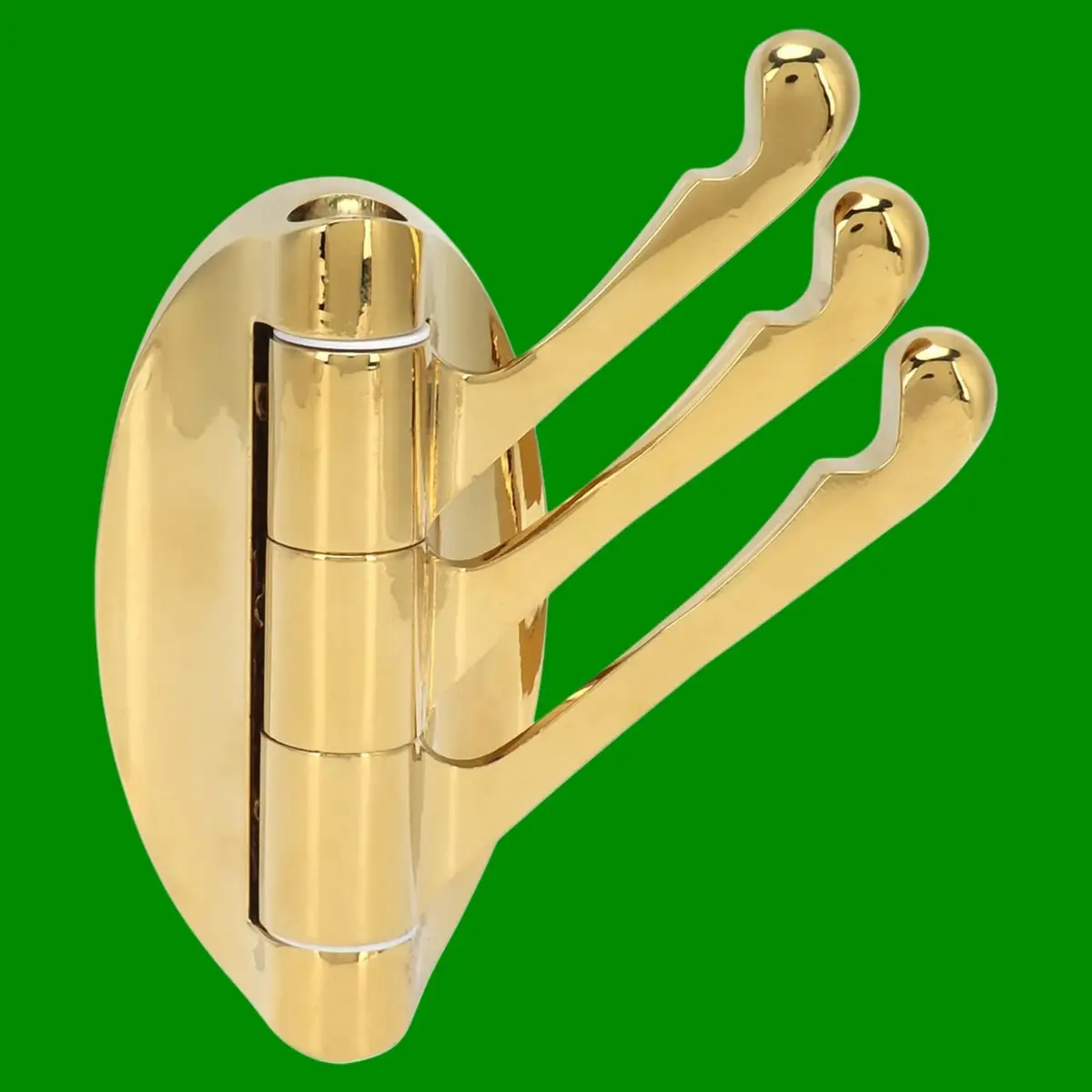 Brass Plated Wall/Door Mount Swivel Triple Robe Hook, Coat, Clothes Hanger Hooks - image 2 | Free standard UK delivery included | Discount Quality Products