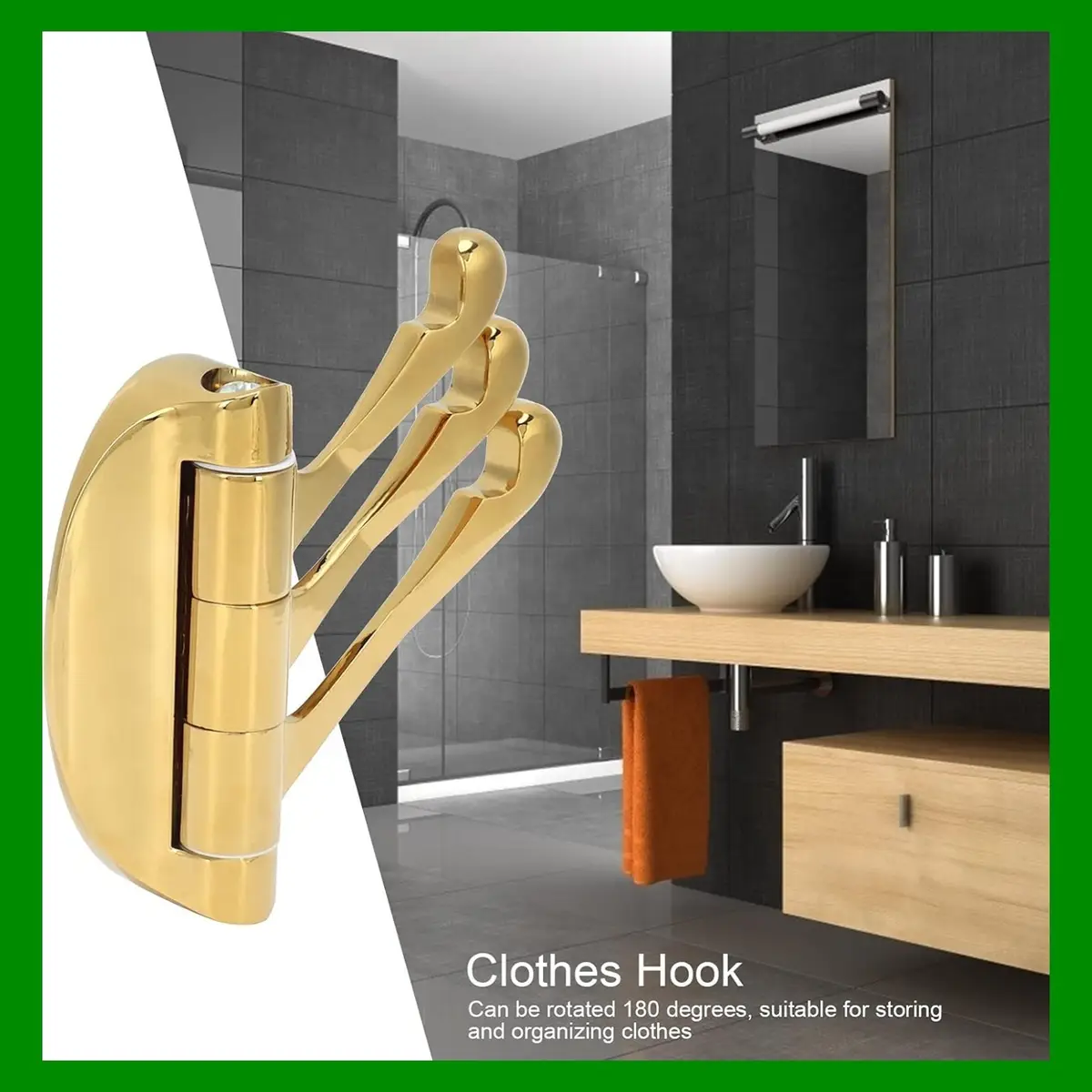 Brass Plated Wall/Door Mount Swivel Triple Robe Hook, Coat, Clothes Hanger Hooks - image 4 | Free standard UK delivery included | Discount Quality Products