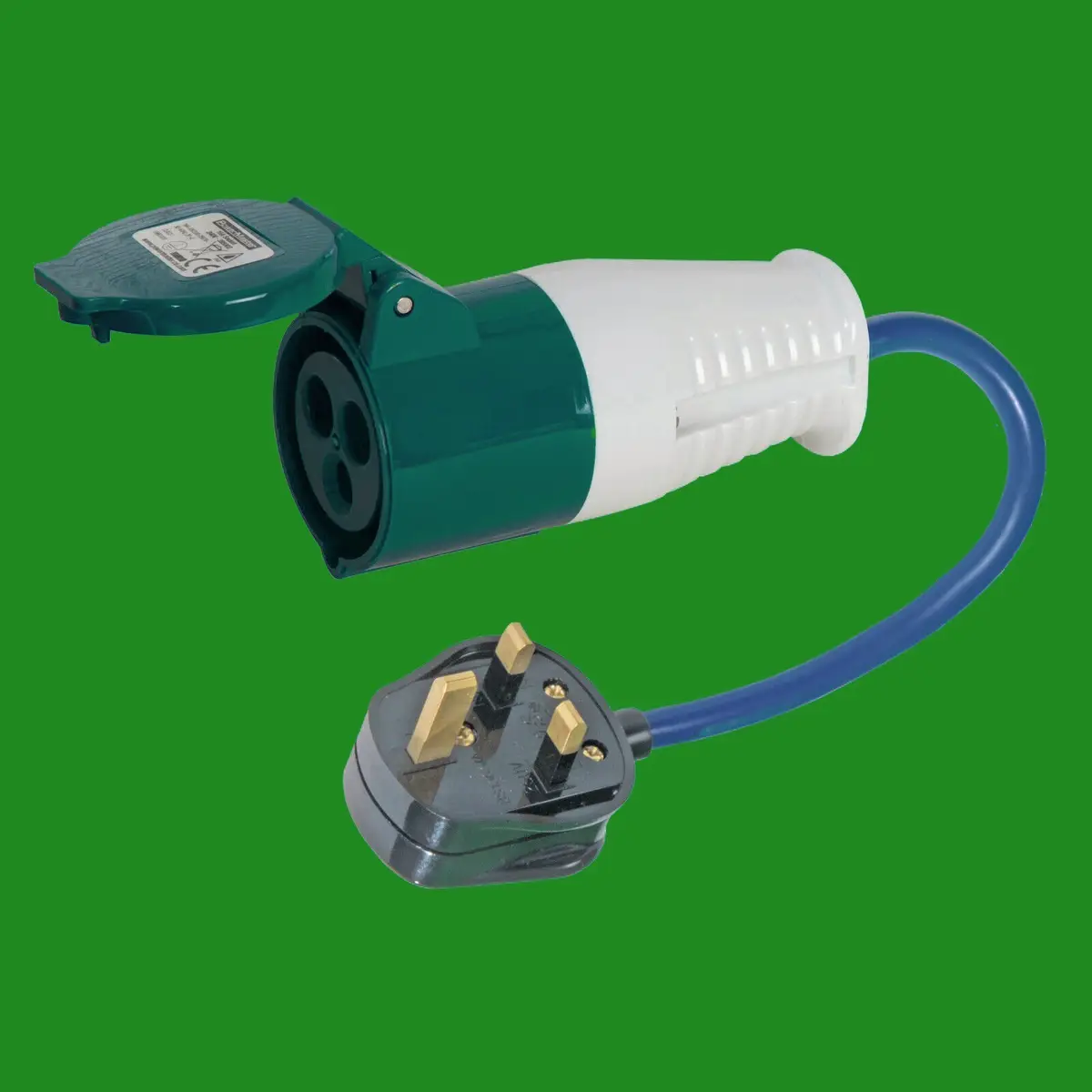 13A 3 Pin Plug to 16A Caravan Ceeform Socket, Fly Lead Converter, Arctic Cable