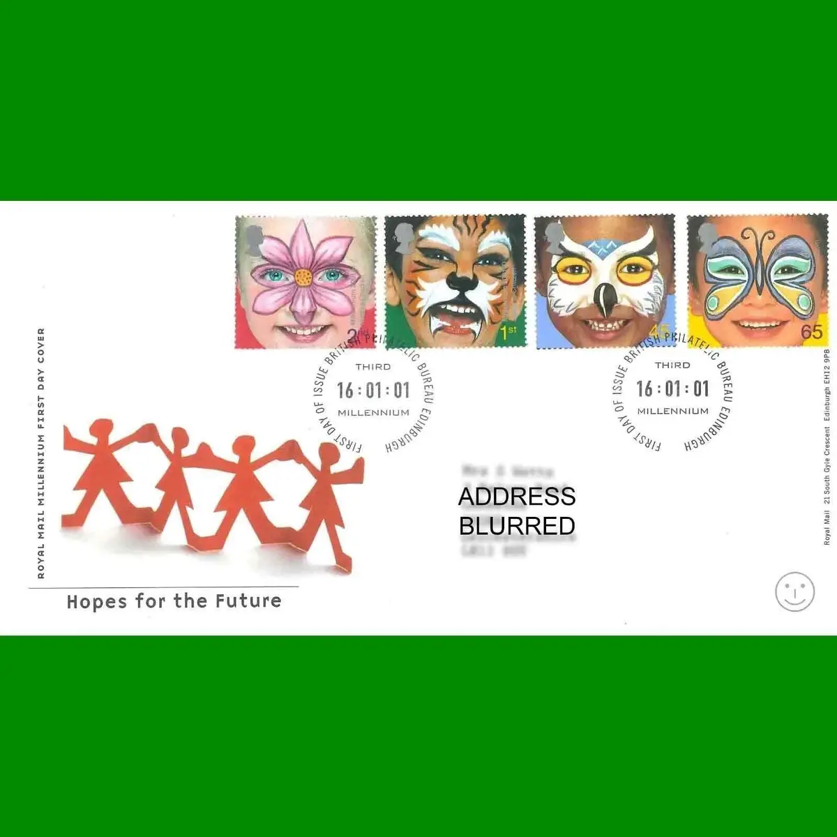 FDC Hopes for the Future Millennium, Royal Mail First Day Cover Stamps 16.1.2001