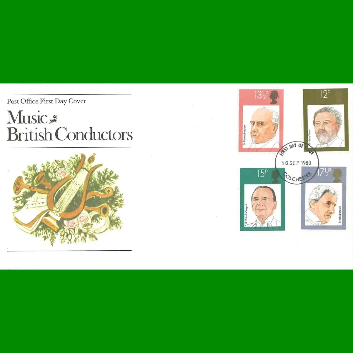 FDC Music &amp; British Conductors Post Office First Day Cover Stamps, 10.9.1980