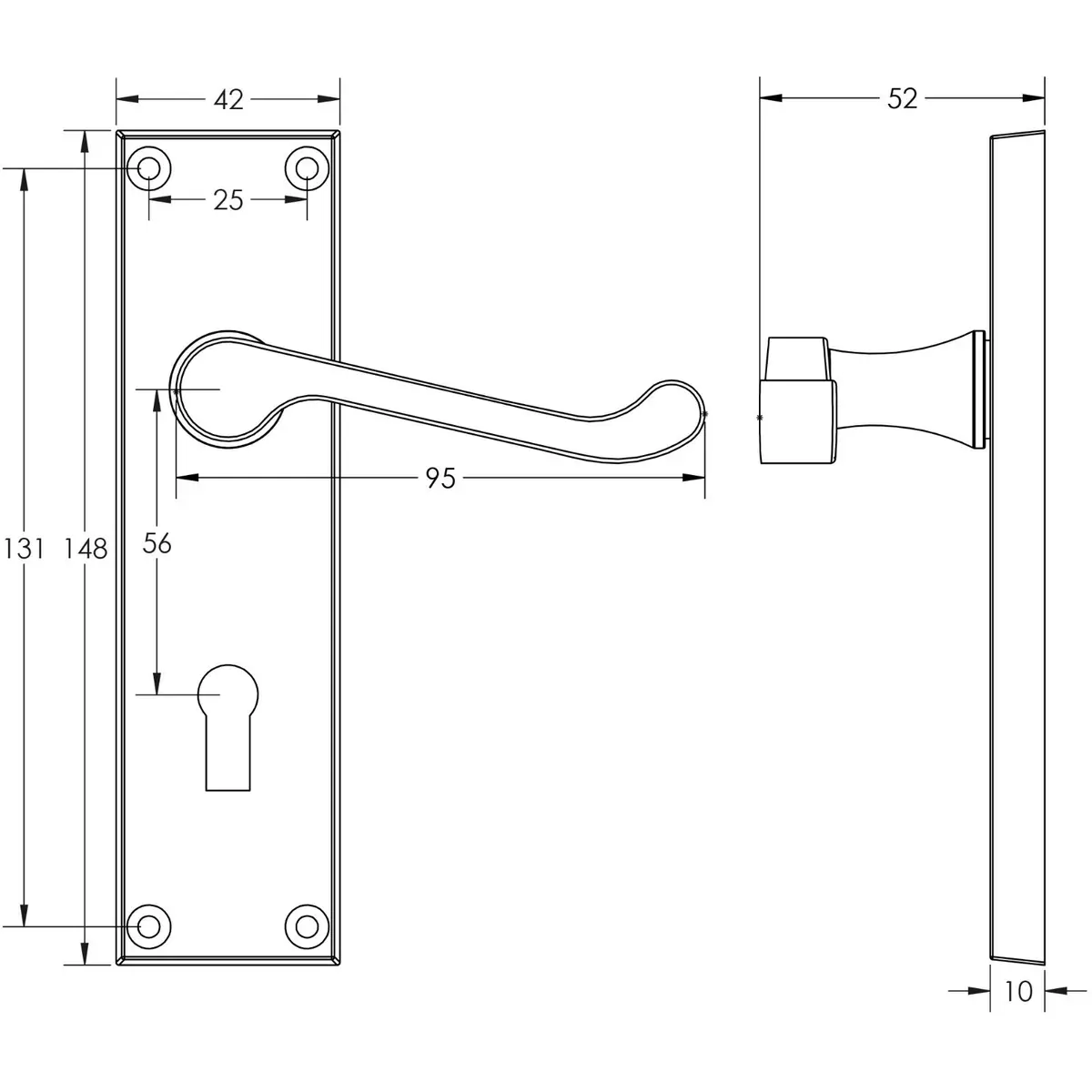 1 Pair Frelan Victorian Scroll Lever Door Handle on Lock Plate Set Satin Chrome - image 7 | Free standard UK delivery included | Discount Quality Products