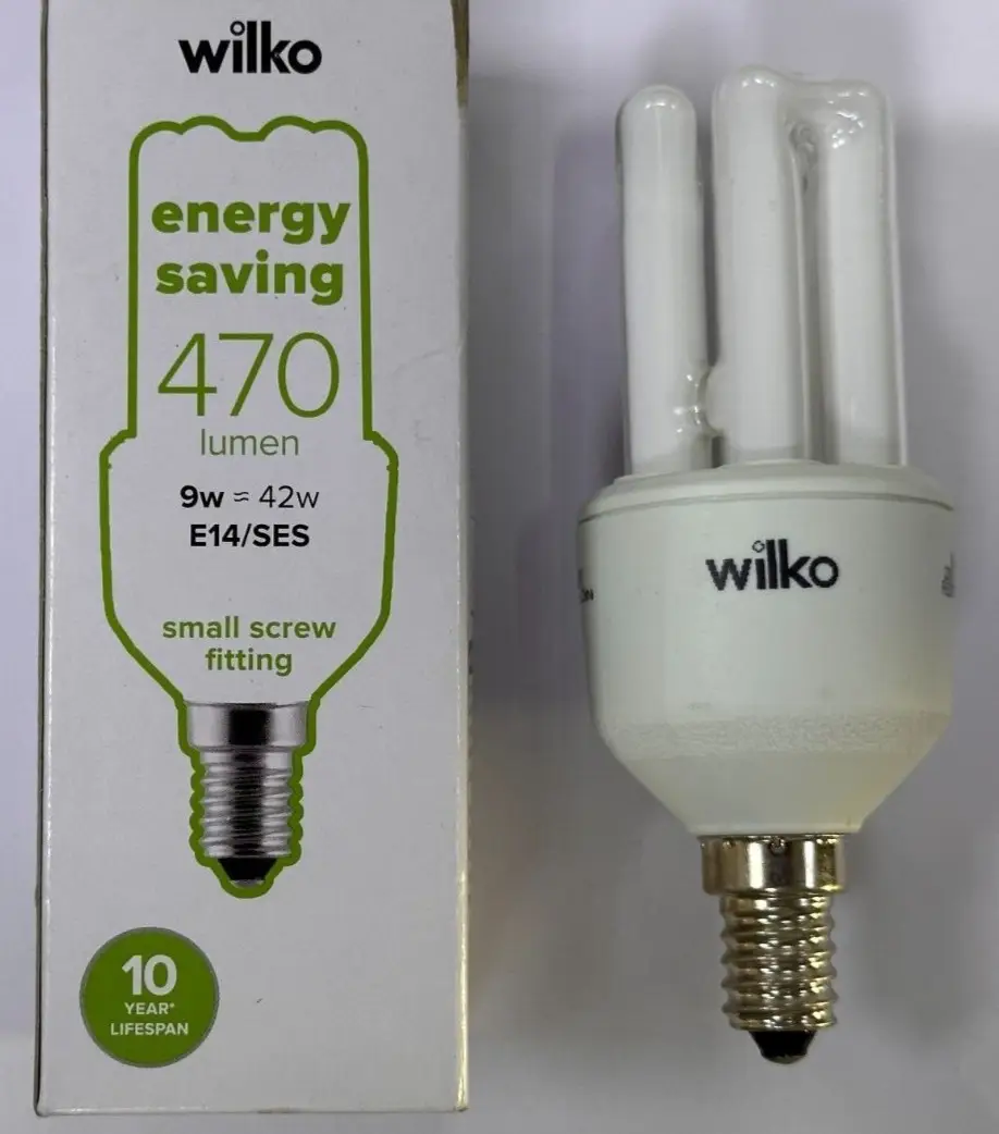 2x 9W (=42W) Low Energy Power Saving CFL Stick Light Bulbs SES E14 Small Screw