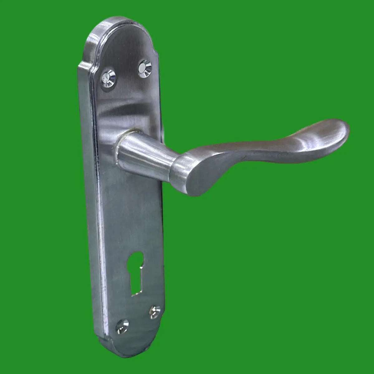 1 Pair Frelan Henley Suite Lever Door Handle on Lock Plate Set Satin Chrome
