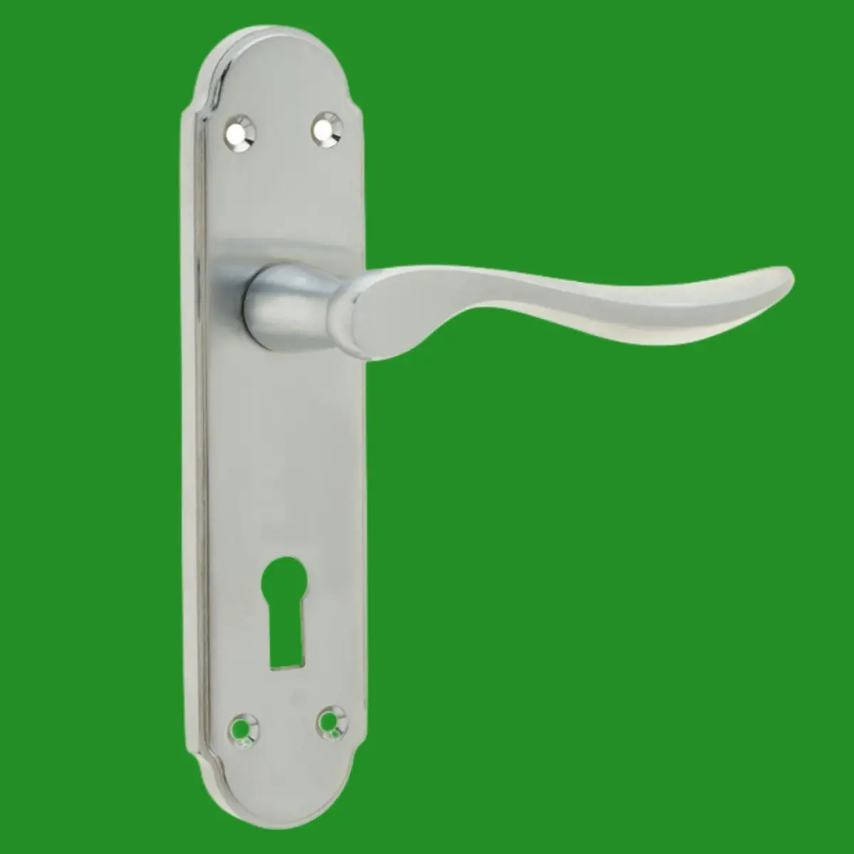1 Pair Frelan Henley Suite Lever Door Handle on Lock Plate Set Satin Chrome - image 2 | Free standard UK delivery included | Discount Quality Products