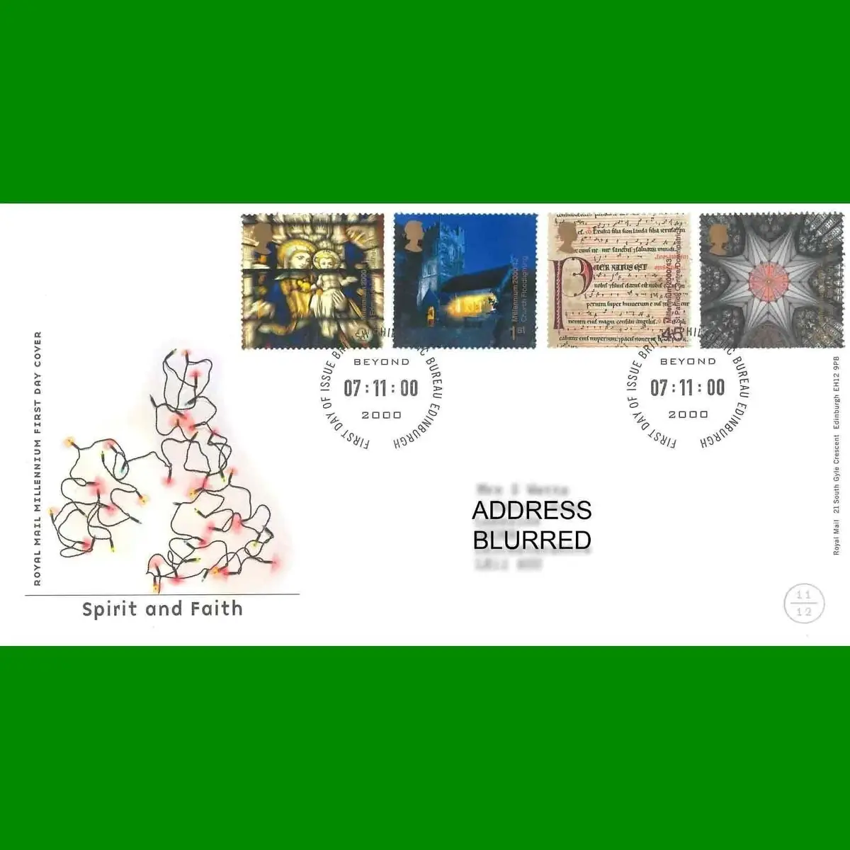 FDC Millennium Spirit and Faith Royal Mail First Day Cover Stamps, 7.11.2000