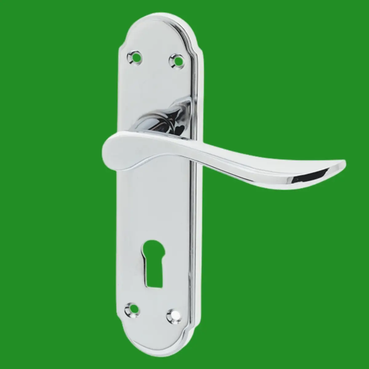 1 Pair Frelan Henley Suite Lever Door Handle on Lock Plate Set Polished Chrome