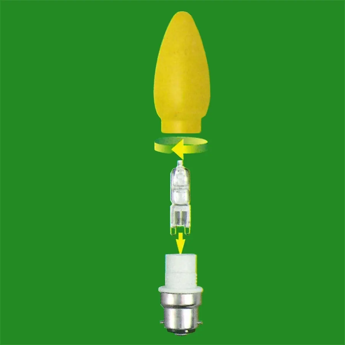 2x Yellow Candle Glass Decorative Cover Fitting for G9 Halogen Bulb Adaptor - image 2 | Free standard UK delivery included | Discount Quality Products