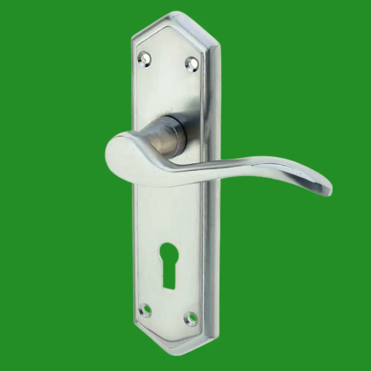 1 Pair Frelan Paris Suite Lever Latch Door Handle on Lock Plate Set Satin Chrome