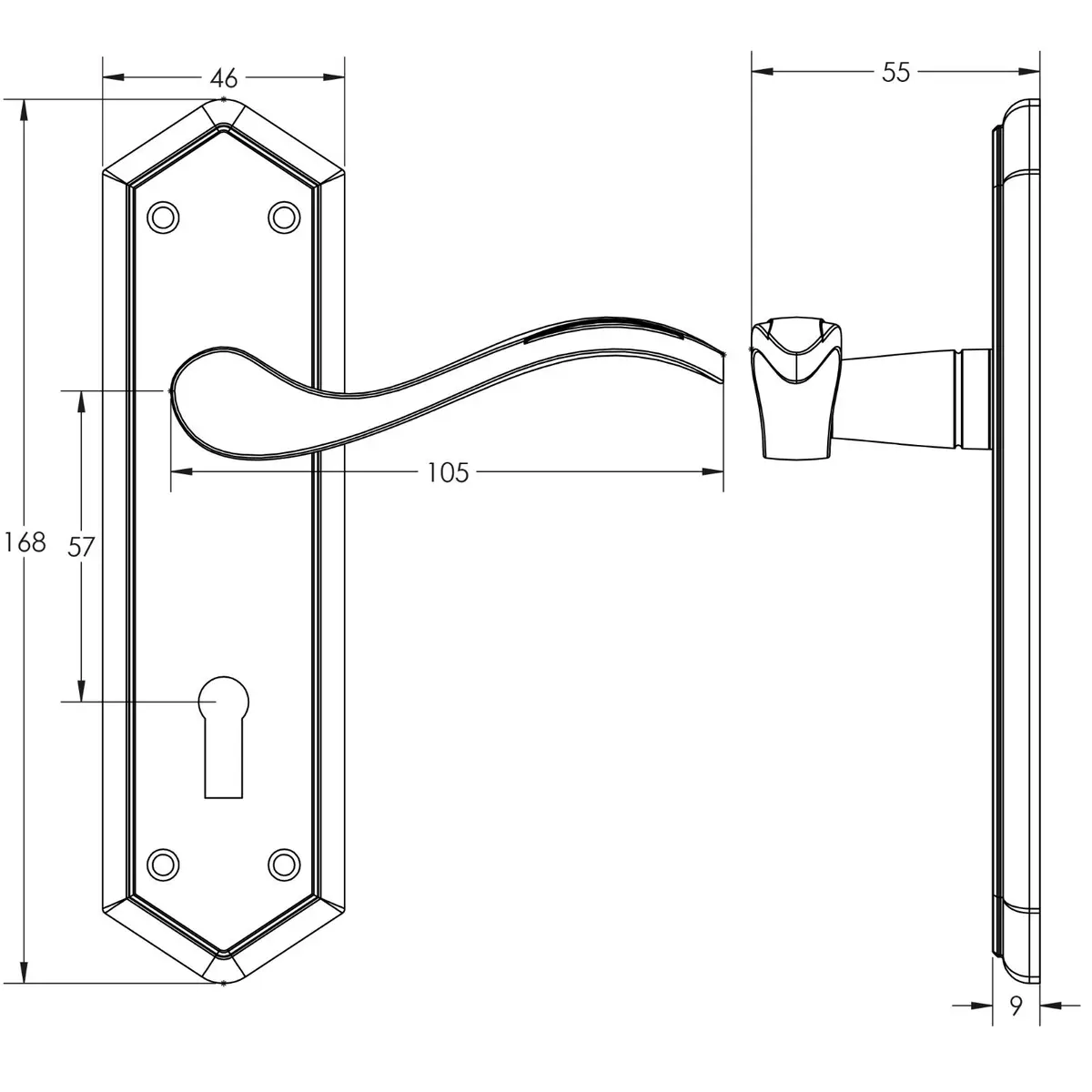 1 Pair Frelan Paris Suite Lever Latch Door Handle on Lock Plate Set Satin Chrome - image 2 | Free standard UK delivery included | Discount Quality Products