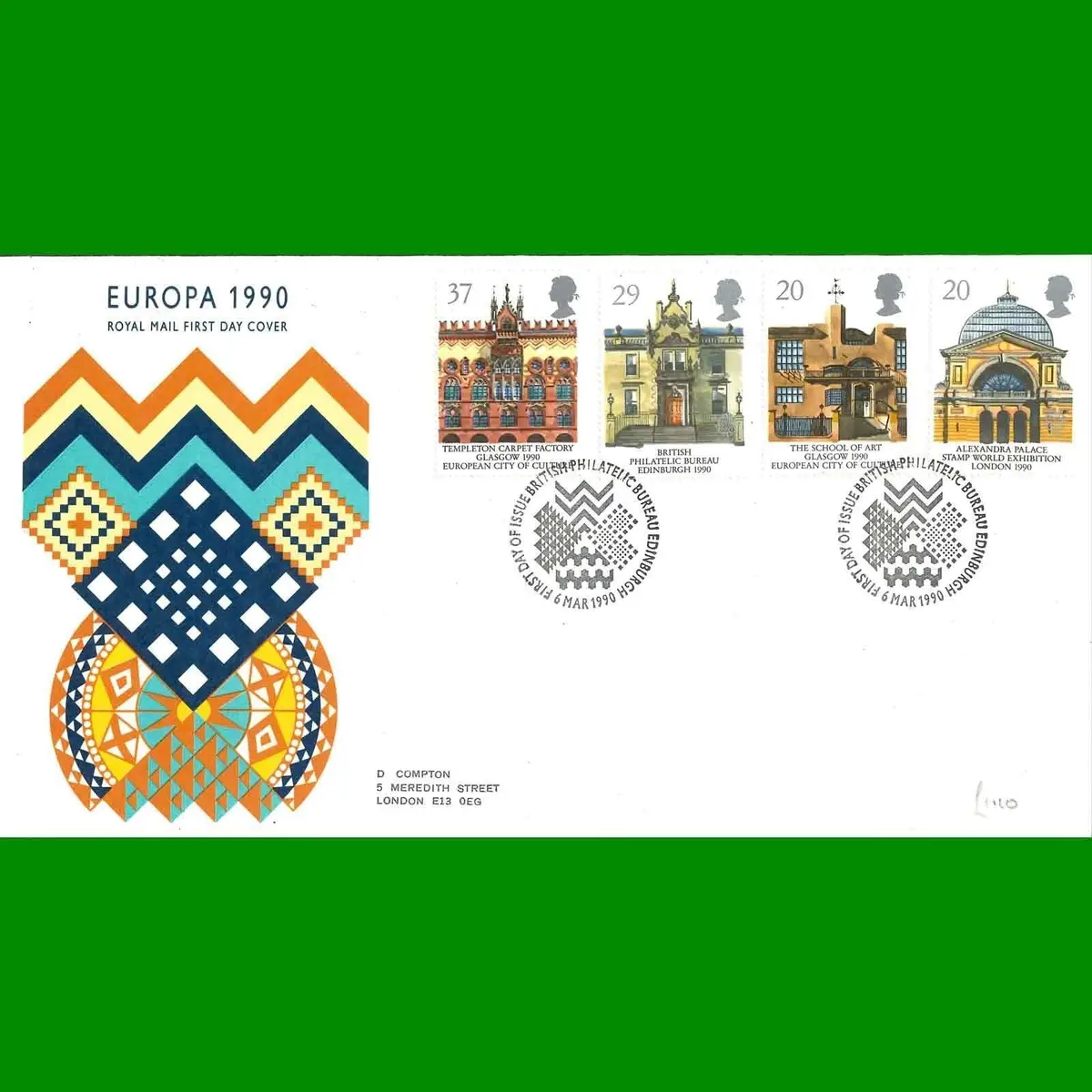 FDC Europa 1990 Royal Mail First Day Cover Stamps, Philatelic Bureau, 6.3.1990