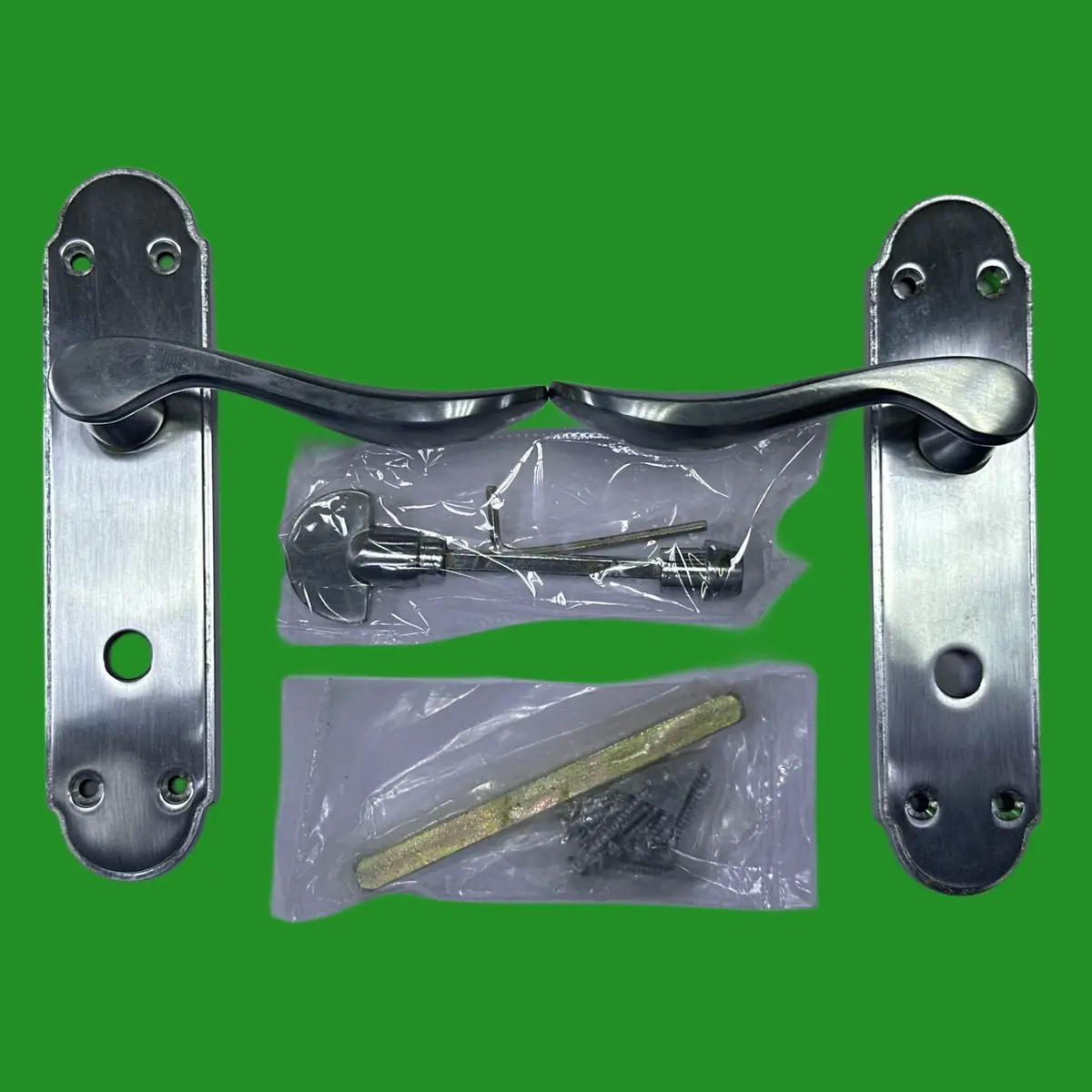 1 Pair Frelan Henley Lever Latch Bathroom Lock Door Handle Set Satin Chrome - image 3 | Free standard UK delivery included | Discount Quality Products