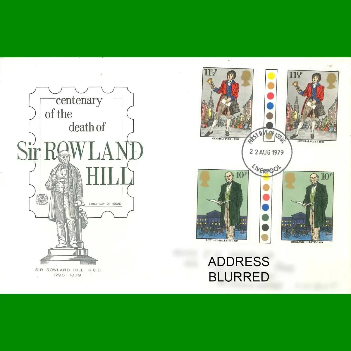 FDC Rowland Hill Death Centenary Commemorative First Day Cover Stamps, 22.8.1979