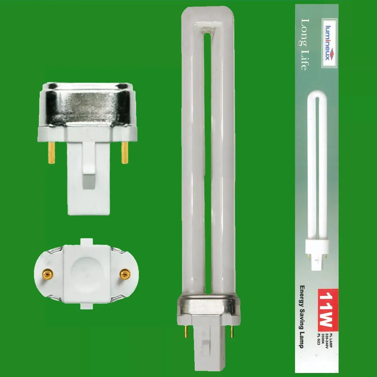 6x 11W G23 2 pin Low Energy CFL PL-S PLS Stick Light Bulbs 3500K White Lamp