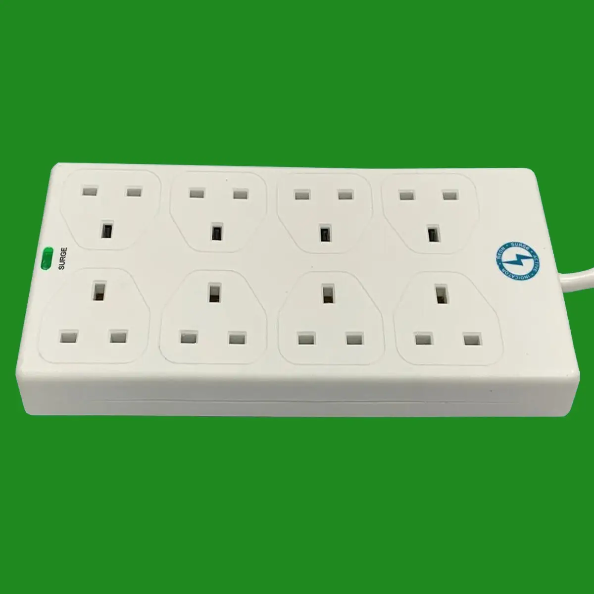 2m White 8 Gang Socket Extension Lead Cable 13A 3 Pin UK Socket Surge Protected - image 3 | Free standard UK delivery included | Discount Quality Products