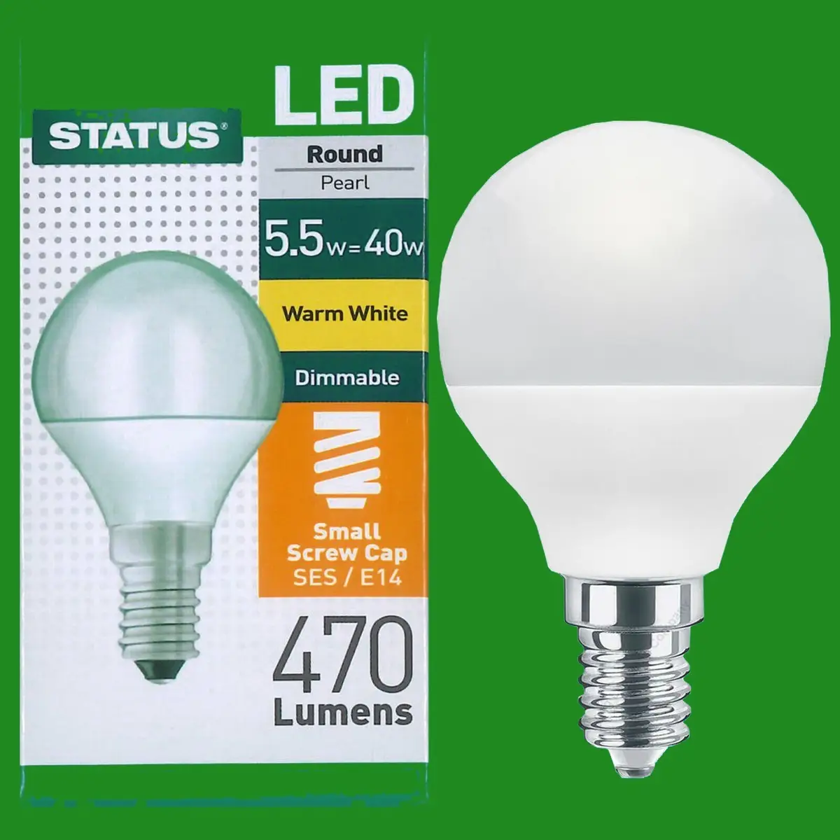 8x 5.5W (=40W) DIMMABLE Pearl LED SES E14 Round G45 Golf Ball Light Bulb Lamp
