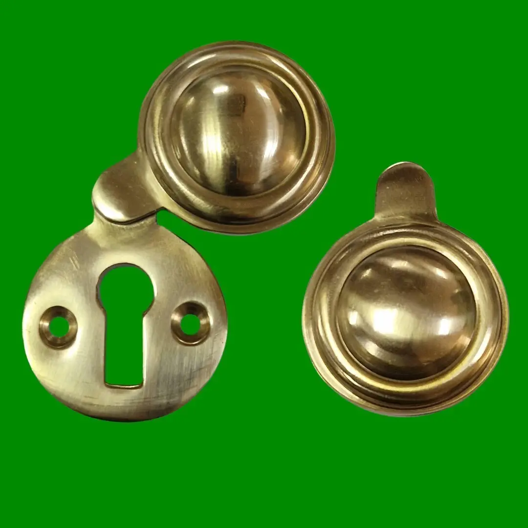 10x 35mm Victorian Round Escutcheon Swing Covered Brass Door Lock Keyhole Plate