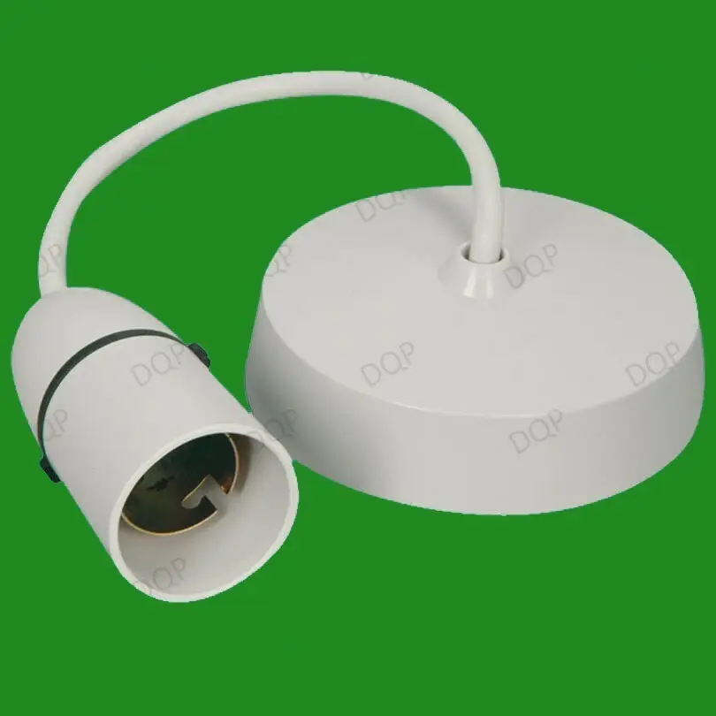 6" White Ceiling Rose Flex Pendant Light Kit, Bayonet BC B22 Light Lamp Fitting
