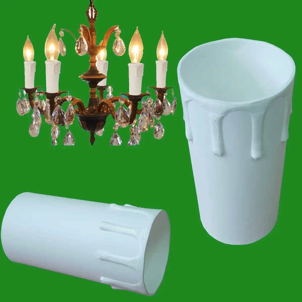 8x White Drip Candle Sleeve Wax Effect Chandelier Light Bulb Cover 85mm x 40mm