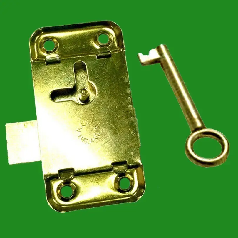 2x 3" Inch Brass Door Lock & Key For Wardrobe Cupboard Cabinet Desk Drawer - image 2 | Free standard UK delivery included | Discount Quality Products
