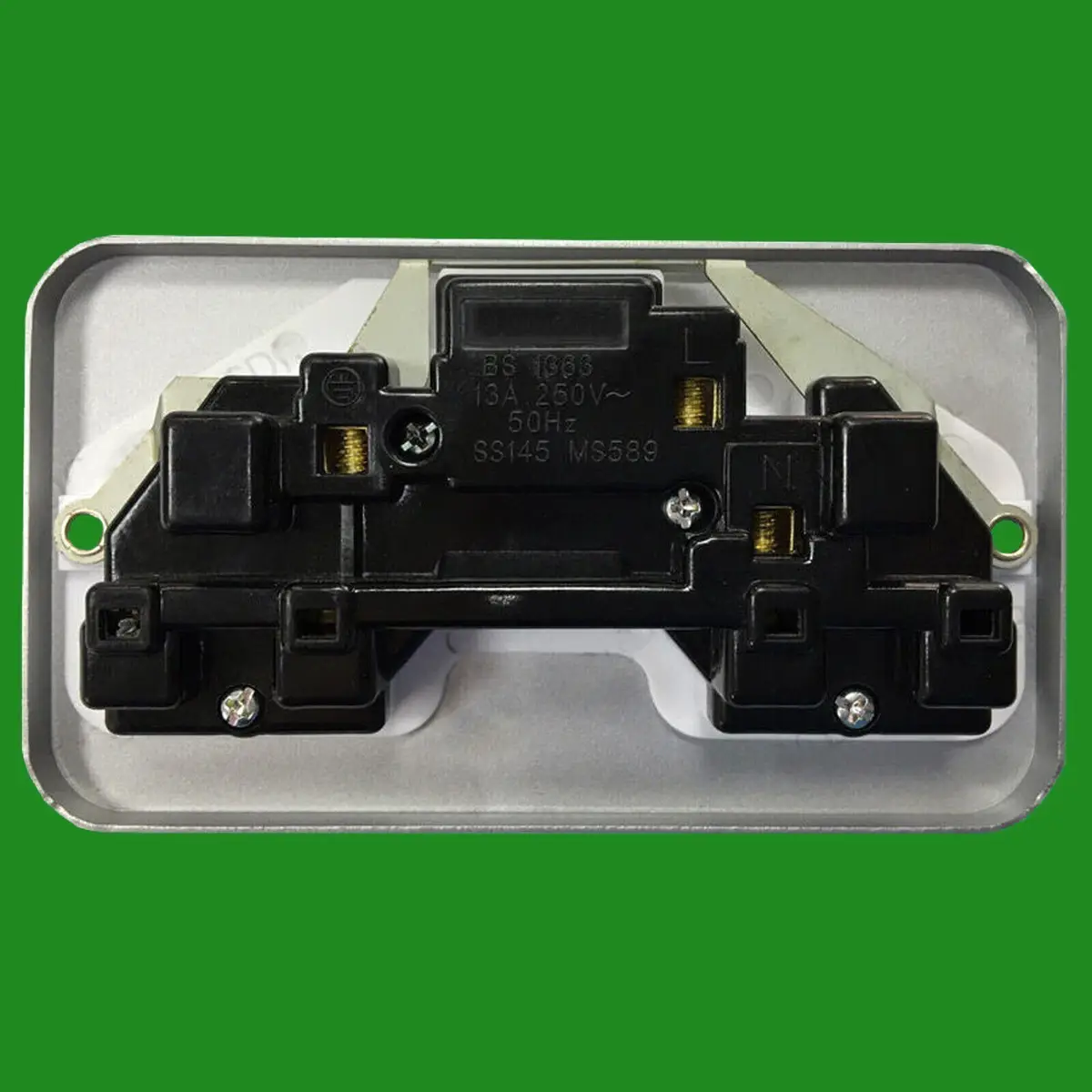 2x 2 Gang Metal Clad Switched 13A Double Mains UK 3 pin Wall Power Socket Outlet - image 3 | Free standard UK delivery included | Discount Quality Products