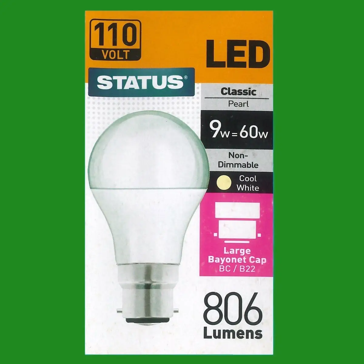 4x 9W (=60W) 110V Pearl LED, A60 GLS Globe, Bayonet Cap BC B22 Light Bulb Lamp - image 3 | Free standard UK delivery included | Discount Quality Products