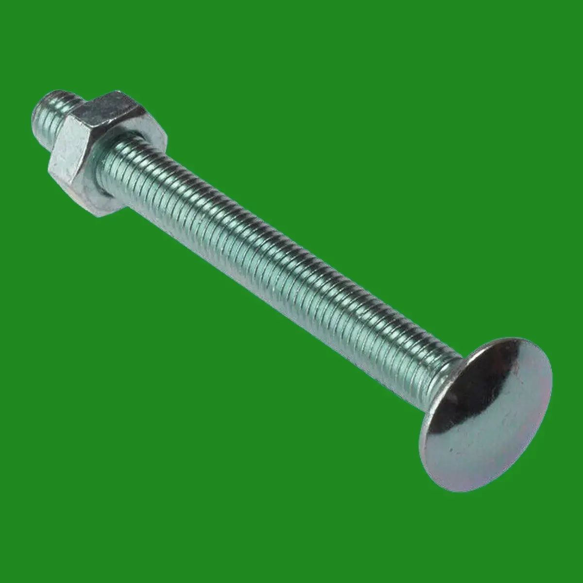 8x M10 x 100mm Carriage Bolt &amp; Nut, Pan Head, Chrome Steel, Strong Coach Screw