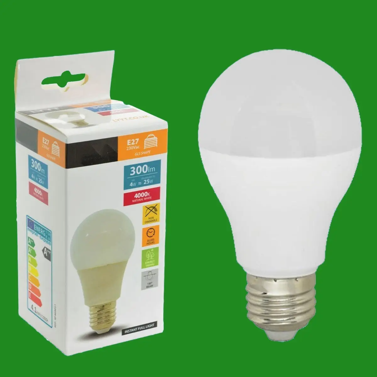 12x 4W [= 25W] A60 GLS ES Low Energy LED Light Bulb Lamp, E27 3000K
