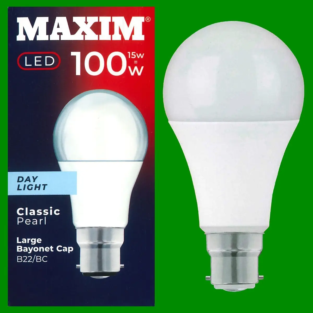 8x 15W (=100W) GLS BC B22 A60 LED Light Bulb 6500K Daylight White Lamp