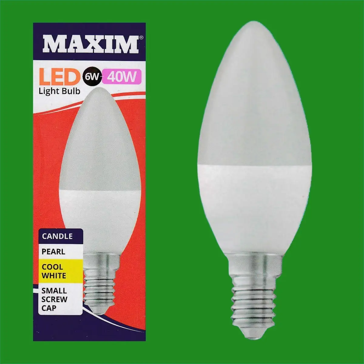 4x 6W (=40W) LED Pearl 4000K Cool White SES E14 Candle Light Bulbs Lamp