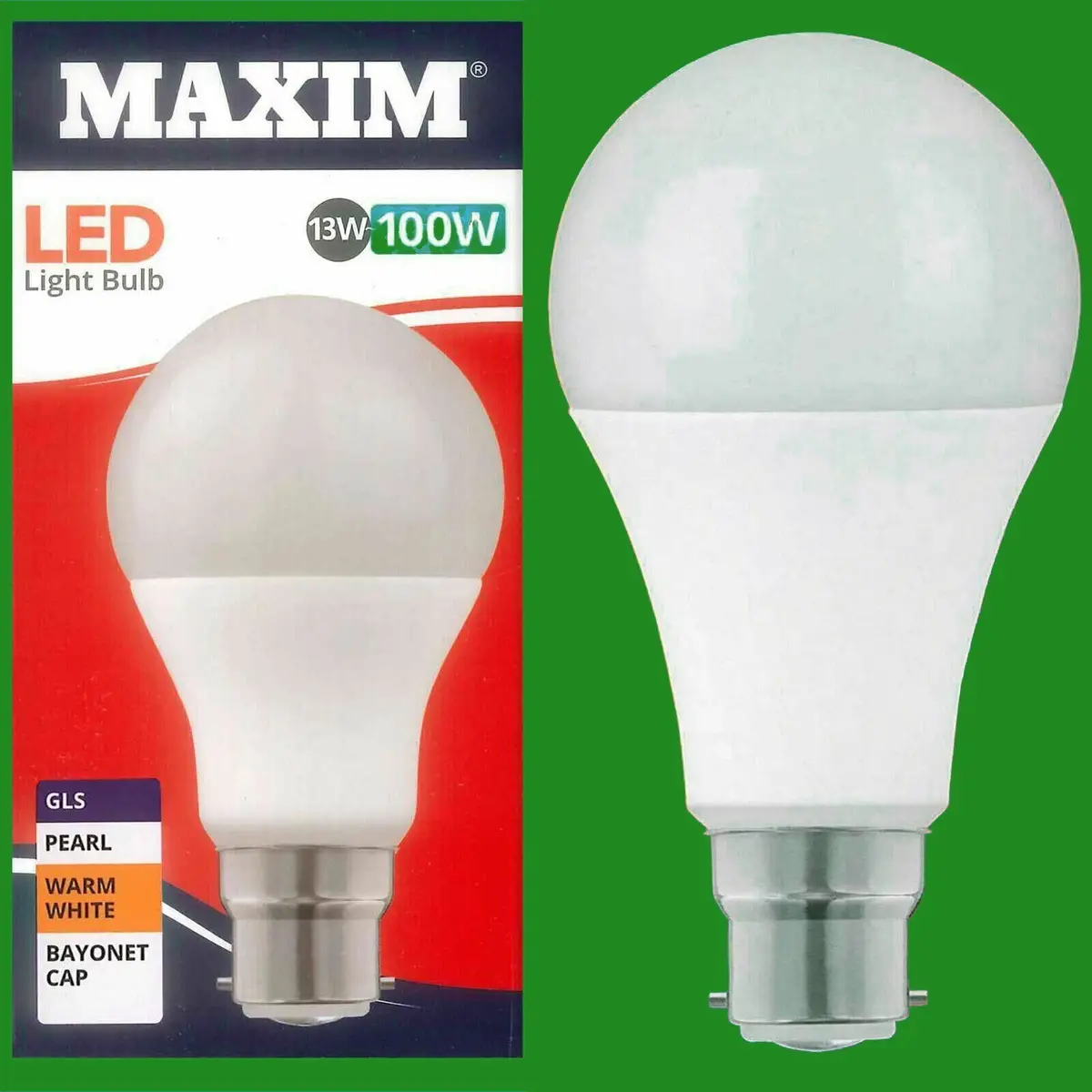 6x 13W (=100W) LED Pearl GLS BC B22 A60 Light Bulb 2700K Warm White Lamp