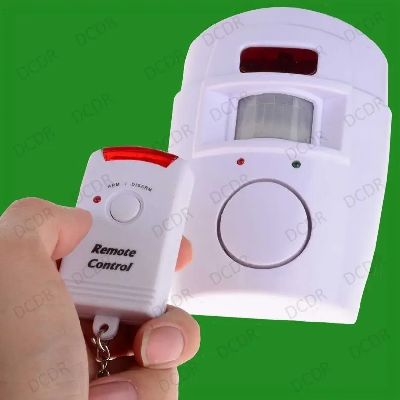 Wireless PIR Motion Sensor Alarm + 2 Remote Controls Shed Garage Caravan 105db - Electric Fittings, Accessories | Free standard UK delivery included | Discount Quality Products