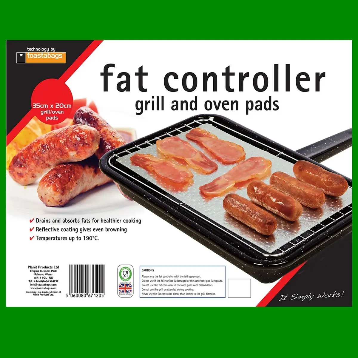 6x Reusable Fat Controller Trapper Cooking Pads for Grill &amp; Oven 350mm x 200mm