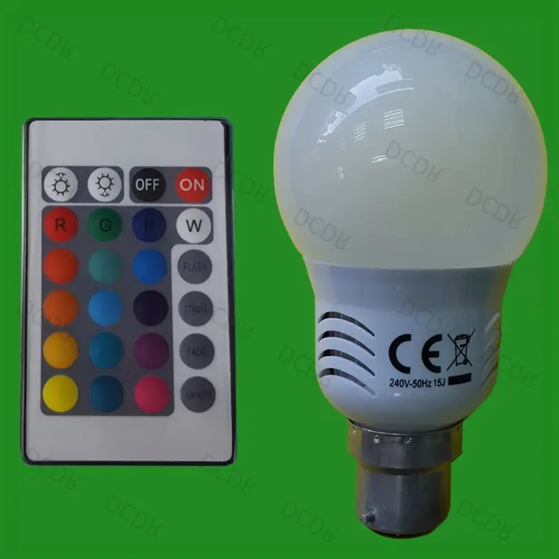 3W Remote Control RGB Colour Changing LED Spotlight Light Bulb BC B22 Party Lamp