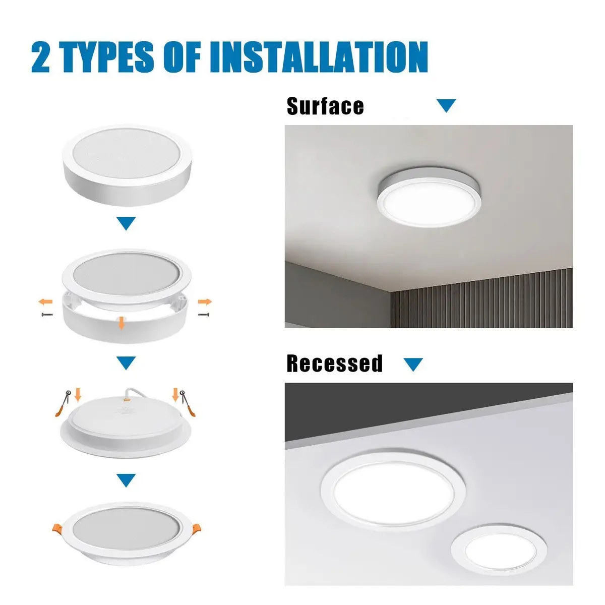 36W Round LED Surface & Recessed Ceiling Light 6500K Lamp Fitting Wall Lamp - image 3 | Free standard UK delivery included | Discount Quality Products