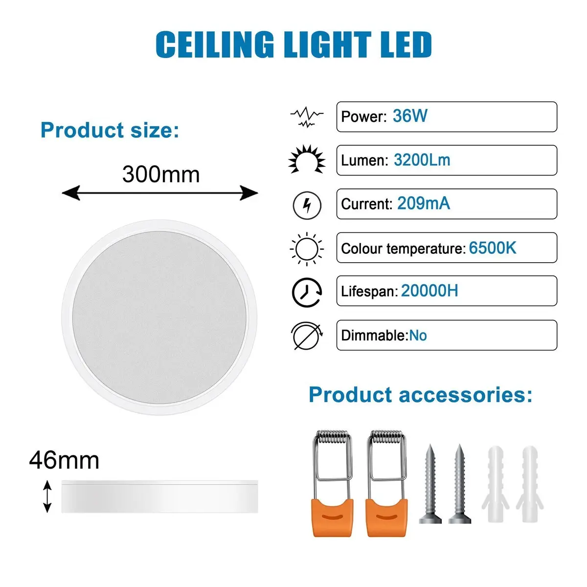 36W Round LED Surface & Recessed Ceiling Light 6500K Lamp Fitting Wall Lamp - image 4 | Free standard UK delivery included | Discount Quality Products