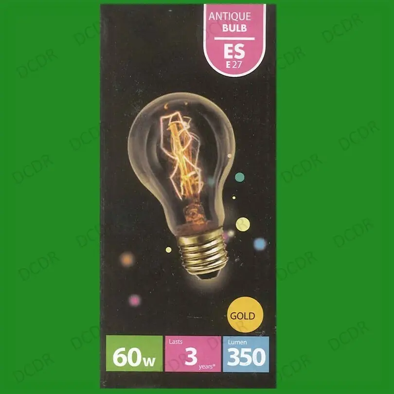 60W Antique Vintage Gold GLS Dimmable Light Bulb Edison Screw ES E27 Retro Lamps - image 3 | Free standard UK delivery included | Discount Quality Products