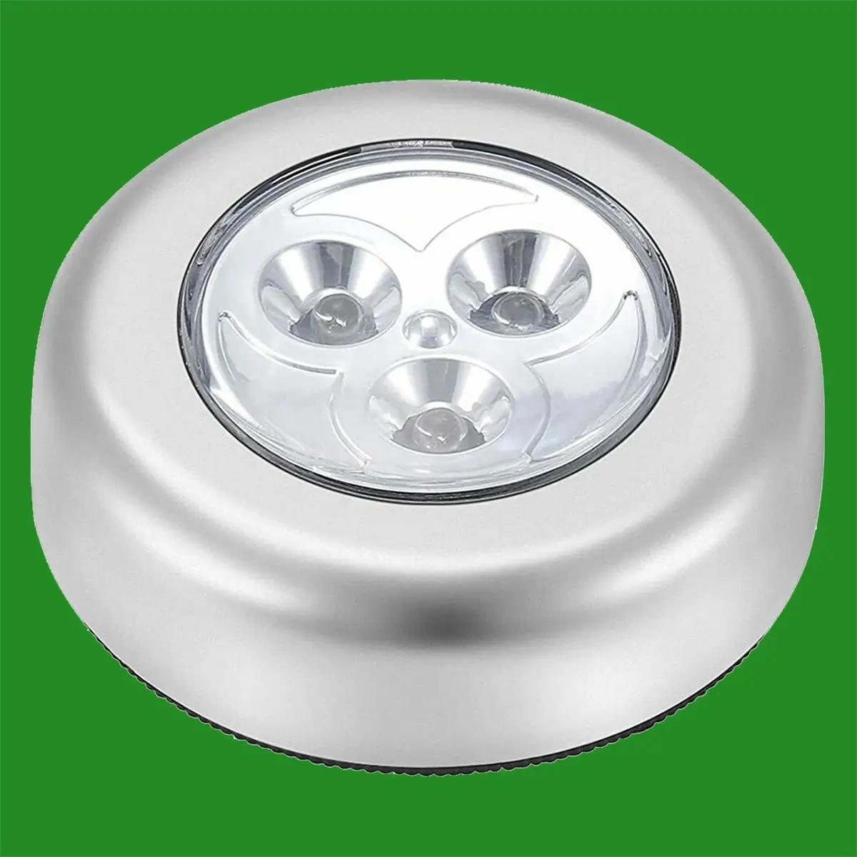 2x 3 LED Chrome Push Lights Shed, Stairs, Garden, Wardrobe, Cupboard, Household
