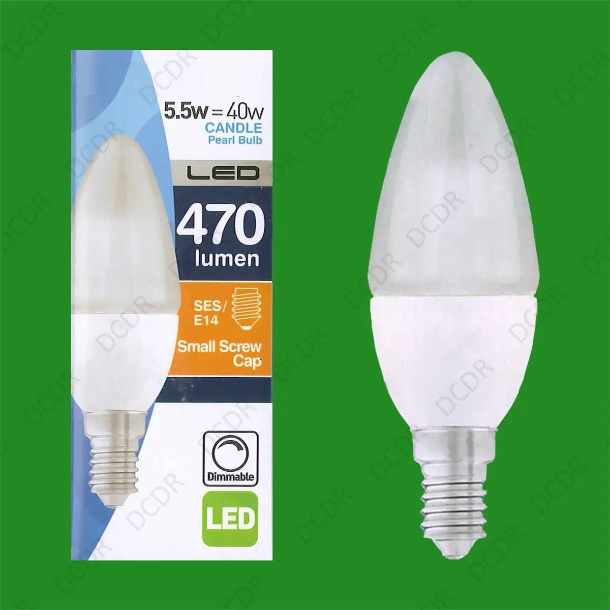 10x 5.5W (=40W) Dimmable LED Pearl Candle, SES, E14, 2700K Light Bulb Lamps