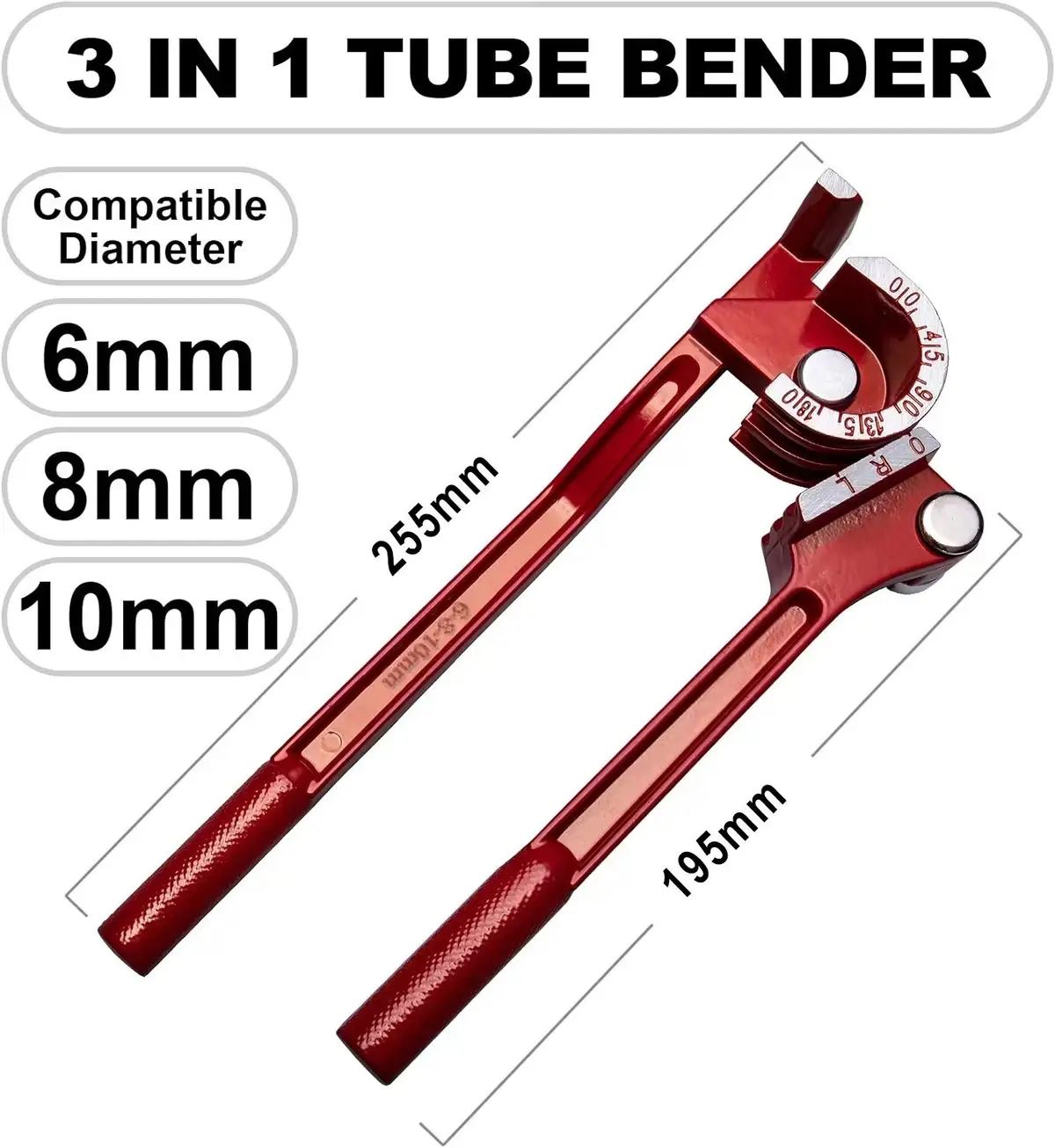 3 in 1 Tube Bender, 6-8-10mm Hydraulic & Other Pipe Bend Hand Tool, 0-180 Degree - image 3 | Free standard UK delivery included | Discount Quality Products