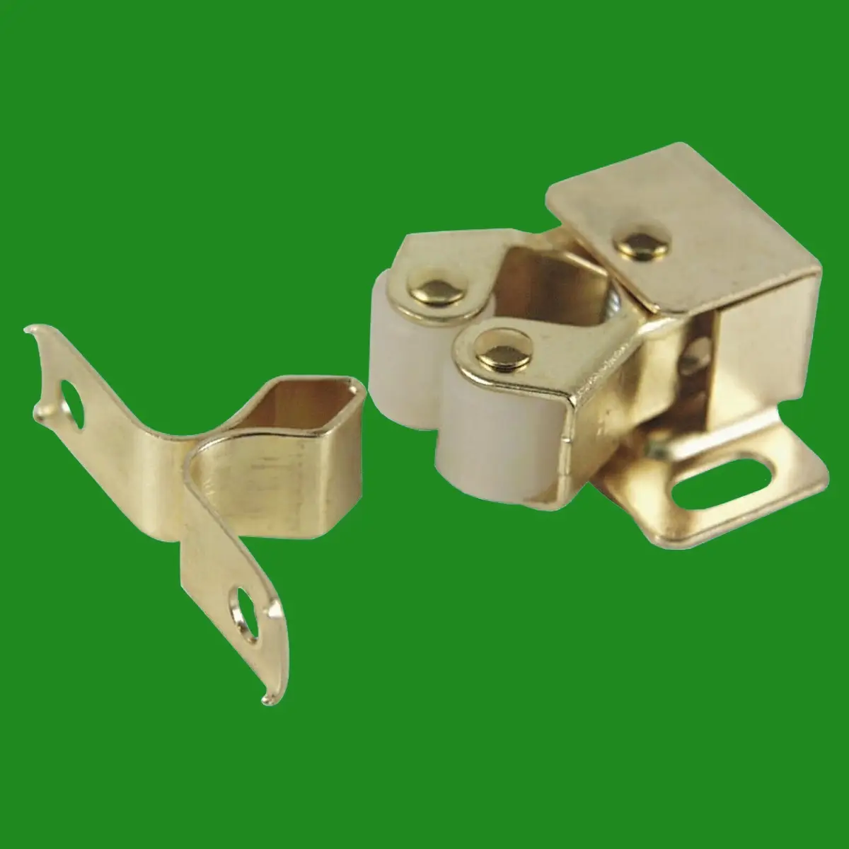 2x Brass Double Roller Spring Loaded Catch Latch, For Cupboards, Cabinets, Doors