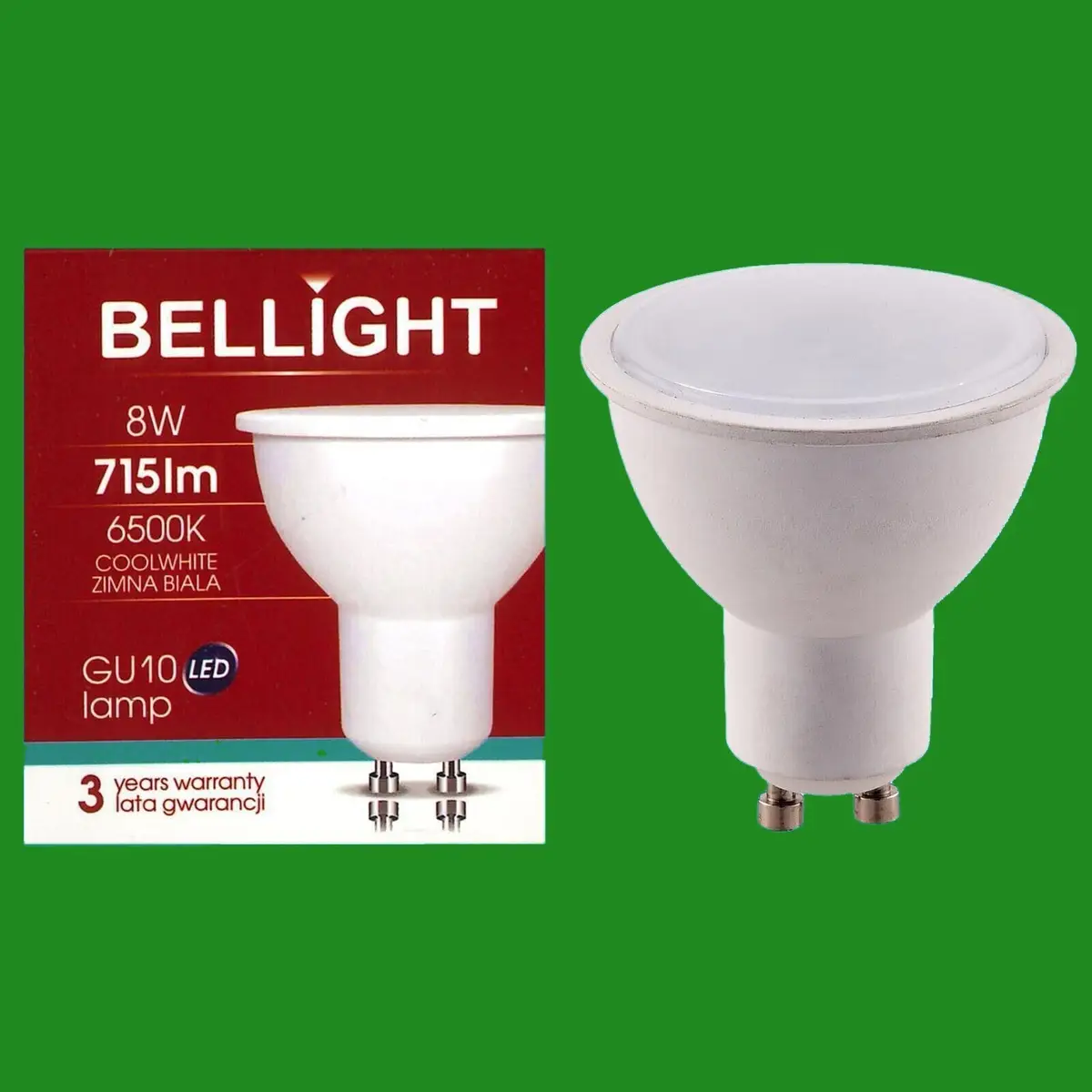 4x 8W Bellight LED 6500K Daylight White GU10 Instant On Spot Light Bulbs Lamps